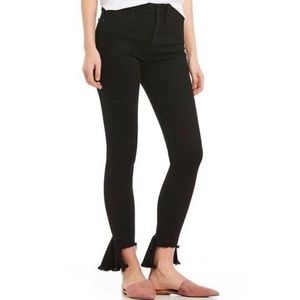 New Sam Edelman Ruffle Hem High Rise Stiletto Skinny Ankle Jeans Black Size 26